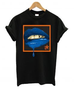 Blue Lips Black T-Shirt