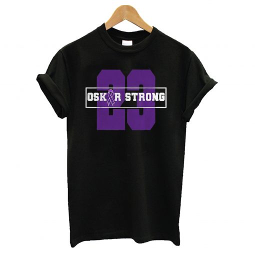 Hot 23 Purple Ribbon Oskar Strong Fight Against Cancer T-Shirt