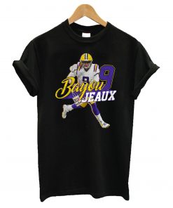 Joe-Burrow No. 9 Bayou Jeaux LSU Football QB Jersey T-Shirt