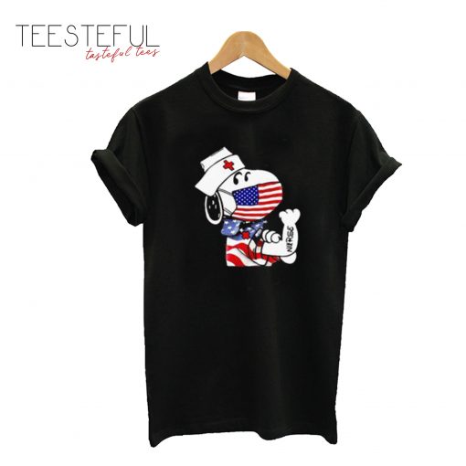 Snoopy Nurse American Flag 4th Of July Coronavirus T-Shirt