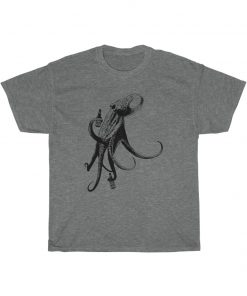 Octopus Drinking Beer T Shirt thd