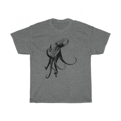 Octopus Drinking Beer T Shirt thd