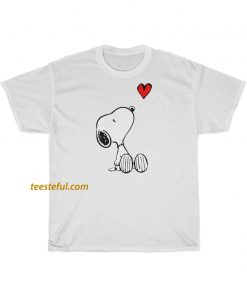 Peanuts Heart Sitting Snoopy T shirt thd