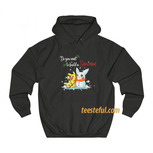 Pikachu Do You Want To Build a Snowman Christmas Hoodie thd