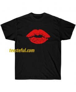 Red Lips Black T-Shirt thd