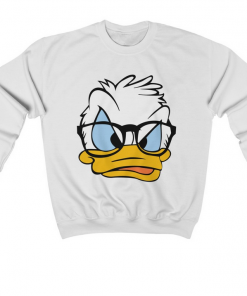 White Long Sleeve Donald Duck Print Sweatshirt thd